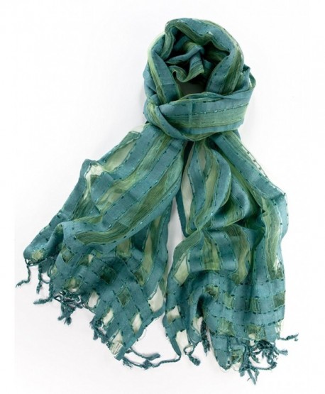 La Purse Sheer Silk Blend Scarf - Teal - CD11BBNJYM7