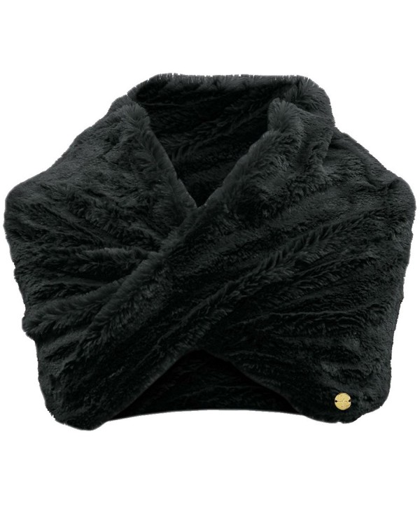 Faux Fur Infinity Neck Warmer Winter Scarf - Black - CN110C3W9TR