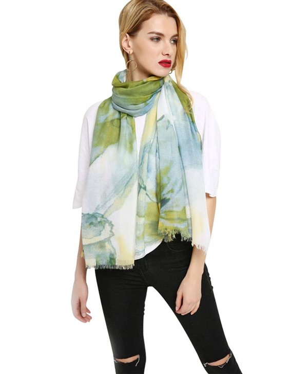 GERINLY Wrap Scarf Summer Womens Fashion Flowers Shawls For Travel - Green - C318C3UNH88