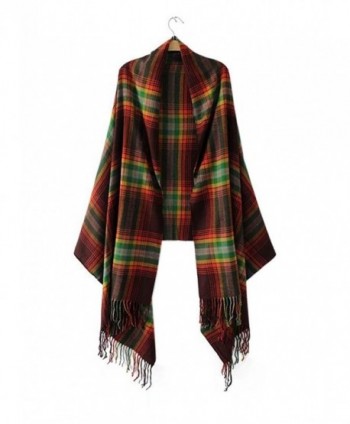 FFLMYUHULIU Women's Comfort Long Scarf Blanket Tartan Checked Poncho Shawl Wrap Cape - 0771-03 - CT186HMI4I0