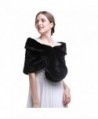 HailieBridal Black Sleeveless Faux Fur Bride Bridesmaid Wedding Bridal Wrap - CQ11U1GHE7H