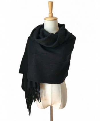 JOSENI Solid Color Pashmina Blanket Scarf Large Winter Wrap Shawl for Women Men - Black - CT1860DSNEW