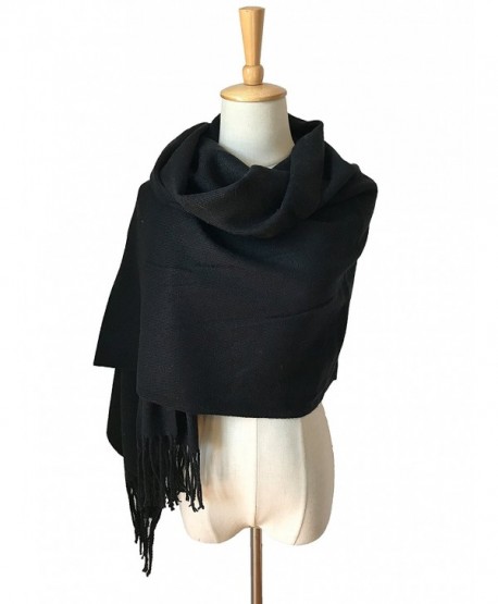 JOSENI Solid Color Pashmina Blanket Scarf Large Winter Wrap Shawl for Women Men - Black - CT1860DSNEW