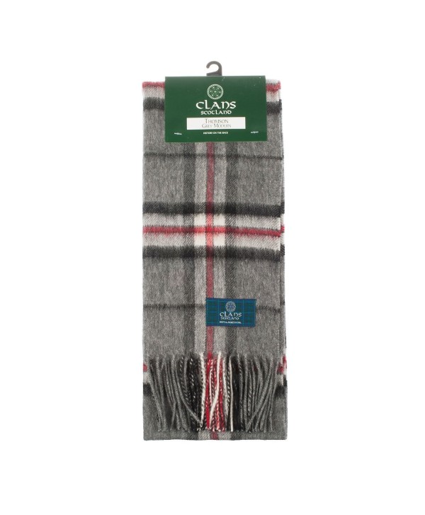 Clans Of Scotland Pure New Wool Scottish Tartan Scarf Thomson Grey (One Size) - C9123H4BB9B