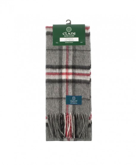 Clans Of Scotland Pure New Wool Scottish Tartan Scarf Thomson Grey (One Size) - C9123H4BB9B