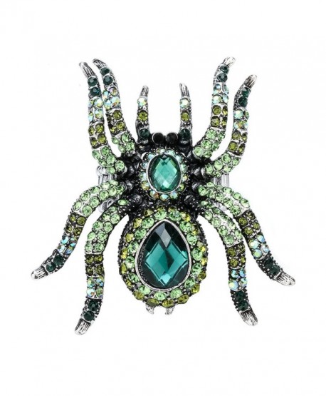 YACQ Jewelry Rhinestone Spider Stretch Ring Halloween Party Scarf Ring Buckle Clip Women - Green - CC17YQH4TNT