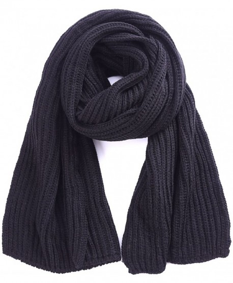 Soft Winter Scarves Warm Knit Scarves for Outdoor Knitted Womens Scarves - Black - CI188LTCM8T