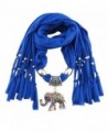 Mosunx Women Lady Winter Elephant Pendant Necklace Scarf Tassel Warm Scarves - Blue - CT128ZMRBC1