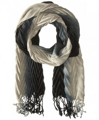 La Fiorentina Women's Ombre Pleated Muffler Scarf - Black/Silver - CY11DX8O31P