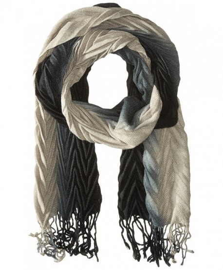 La Fiorentina Women's Ombre Pleated Muffler Scarf - Black/Silver - CY11DX8O31P