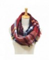 Winter Women Plaid Infinity Scarf -Fashion Tassel Soft Circle Loop Scarves for Women - Wine - CP188NDIEE4