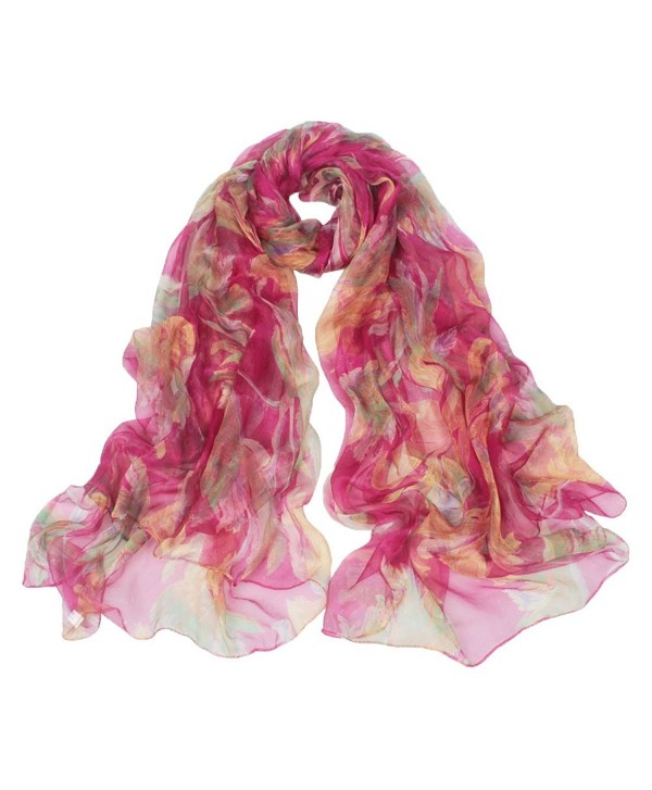 Women silk scarfs and wraps-Graphic Print 100% Silk Luxury Long Infinity Lightweight Pattern Scarf - 4 - CX11VS2N0X5