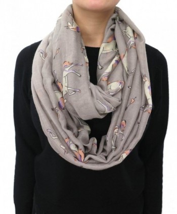 Lina & Lily Unicorn Horse Print Infinity Women's Scarf Lightweight - Grey - CP11R49INVF