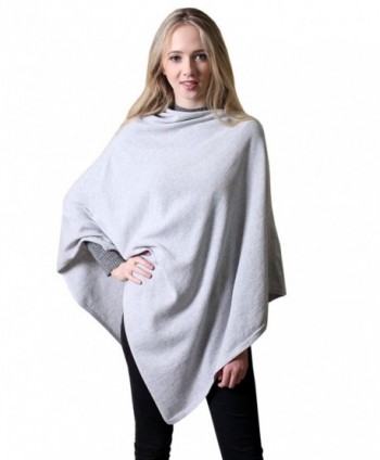 100% Organic Cotton 5-Way Knit Poncho Sweater Pullover Topper Wrap Cardigan (12 COLORS) - Light Grey - CA1886W7W4M