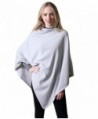 100% Organic Cotton 5-Way Knit Poncho Sweater Pullover Topper Wrap Cardigan (12 COLORS) - Light Grey - CA1886W7W4M