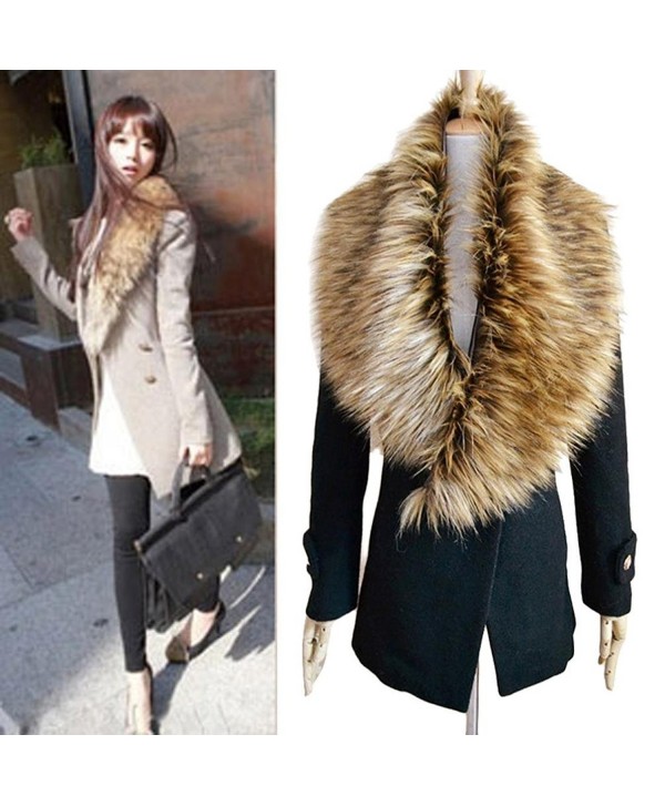 DZT1968 Women Faux Fox Fur Collar Scarf Shawl Collar Wrap Scarves - C - CF1280IHWFB