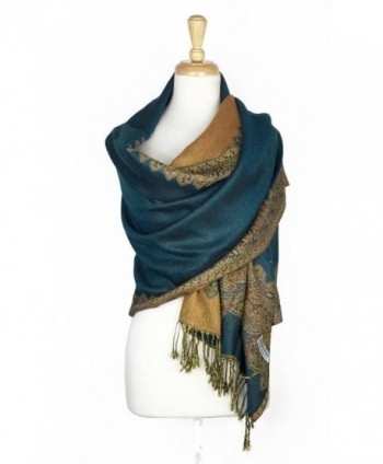 Paskmlna Border Pattern Double Layered Reversible Woven Pashmina Shawl Scarf Wrap Stole - 05 - CK12BNMQV49