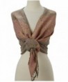 Tan's Double Layered Gold Thread Reversible Peacock Pashmina Scarf Shawl Wrap - Baby Pink & Taupe - CA12MY79LGC