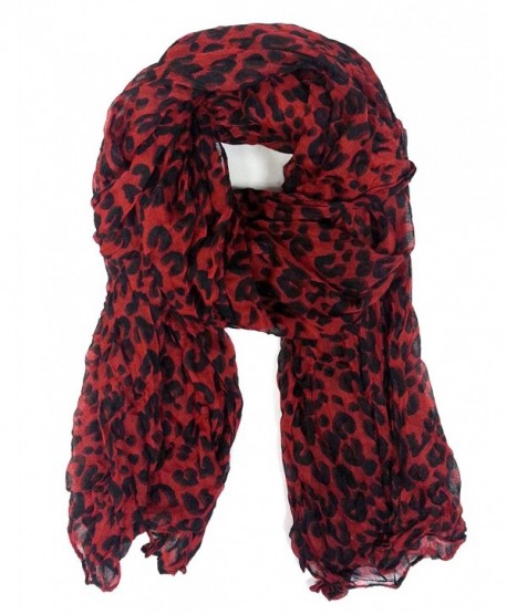 Wrinckled Leopard Scarf - RED - C9126OHIEV1