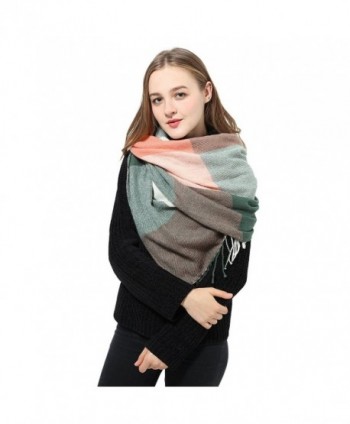 Blanket Scarf Women Plaid Scarf Pashmina Pink Winter Scarf Wrap Shawl for Women - D: Pink Scarf（22*78 Inch） - CU186RGGS24