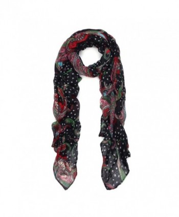 Premium Multi Color Vintage Paisley Scarf Wrap - Different Colors Available - Black - CY11OLBZ8YJ