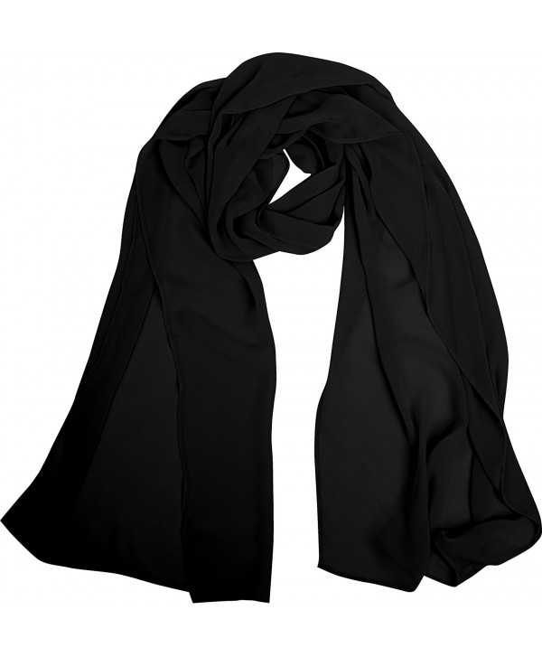 Angel-fashions Women's Soft Lightweight Chiffon Shawl Wrap Scarf Stole - Black - C212IE2Z3XL