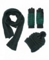 Knit Hat/Scarf/Gloves Set- Women Men Unisex Cable Knit Winter Cold Weather Gift Set - Forest Green - CN187MXX89U