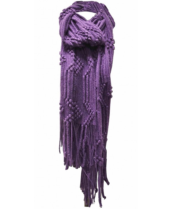 Women's 'Scarf' Soft Warm Winter Knit Tassels Scarf - Amethyst - C6185XE4G8S
