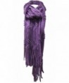Women's 'Scarf' Soft Warm Winter Knit Tassels Scarf - Amethyst - C6185XE4G8S
