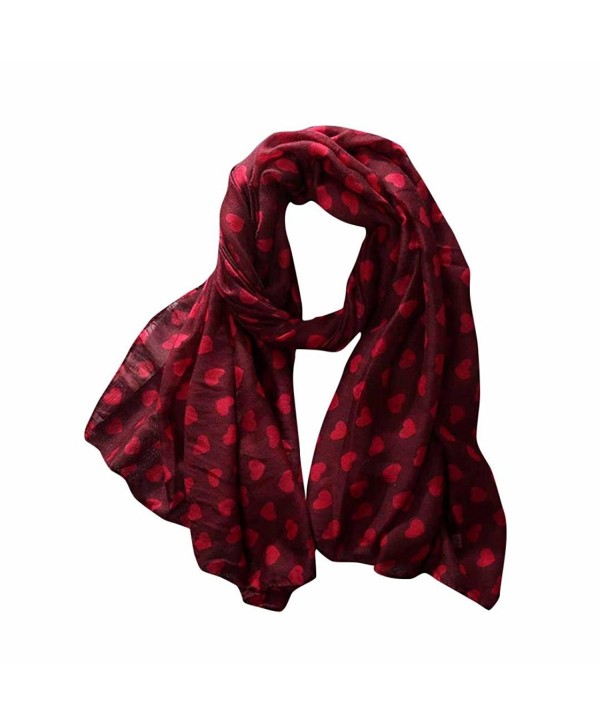 DEESEE(TM) Women Ladies Love Heart Print Pattern Long Scarf Warm Wrap Shawl - Red - CX12O5DUXR3