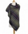 Achillea Women's Giant Check Plaid Cashmere Feel Blanket Scarf Winter Warm Square Shawl Wrap - Hunter Green Check - CC186K234ON