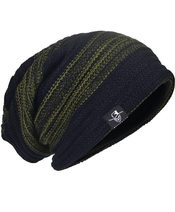 JESSE &middot RENA Men's Slouch Beanie Knit Hats Stretchy Ski Caps CDB306 - Green - C212MZ0KP61