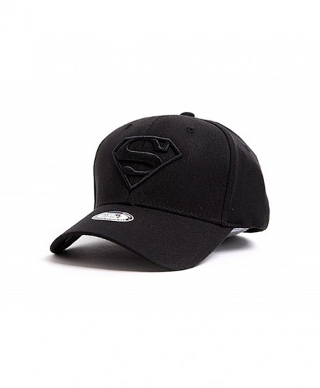 myglory77mall Superman Shield Embroider Baseball Cap Spandex Fitted Trucker Hat - All Black - C912ETTEYJ7