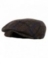 Men's Premium Wool Blend Snap Brim Newsboy Cabbie Cap Hat - Plaid Brown - CT187DXL6DH