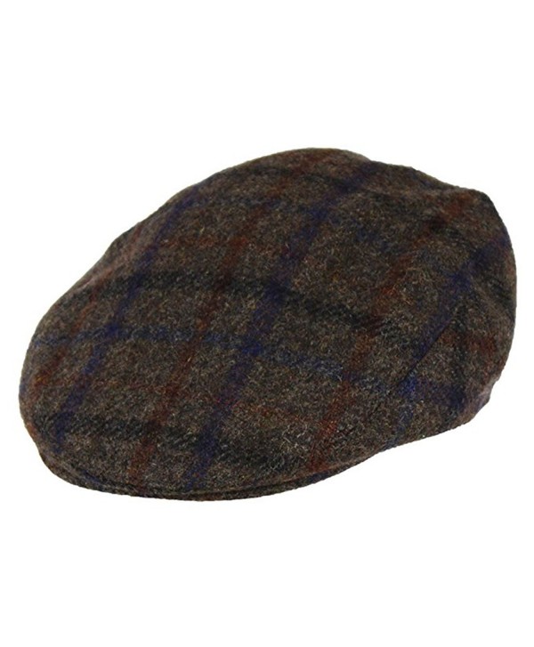 Men's Premium Wool Blend Snap Brim Newsboy Cabbie Cap Hat - Plaid Brown ...