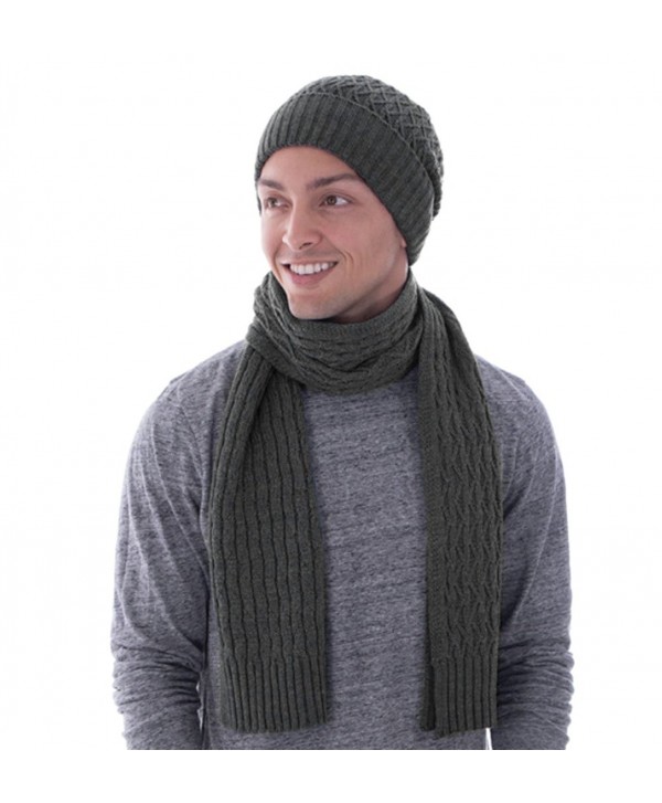 Toppers Unisex Heathered Womens Mens Fall/Winter Knit Beanie Scarf Set - Charcoal - CY186UZXU9X