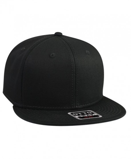 Otto Snap Cotton Twill Round Flat Visor 6 Panel Pro Style Snapback Hat - Black - C912FN5VXHR