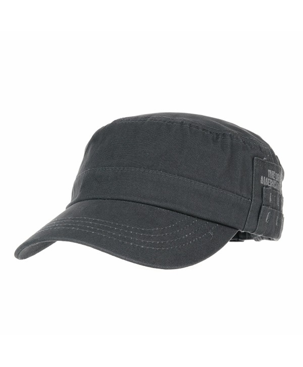 WITHMOONS Cadet Cap Cotton Twill Side Embroidery Adjustable Hat CR4265 - Grey - CL12EOBPFON