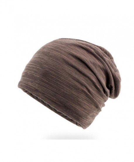 Elwow Men's Breathable Thin Cotton Yarn Fabric Slouch Comfort Daily Skull Beanie Stretch Fit Hat Cap - Coffe - CU17YCA70MK