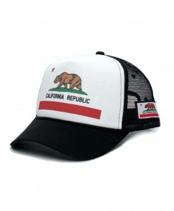 Califirnia Flag Custom California Republic State Flag Cali Unisex-Adult Trucker Hat Multi - Black/White - C012J1O9VAL