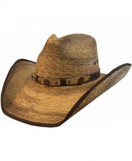 BULL-SKULL HATS- PALM LEAF COWBOY HAT- PINCH 301 - Natural Palm - C711VWS0619