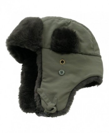 Decky Faux Fur Trooper Police Aviator Style Winter Hat (Olive- Large/XL) - C5110QTCIZR