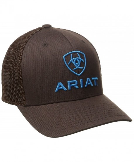 Ariat Men's Brown Blue Half Mesh Hat - Brown - CW11LXM5IDZ