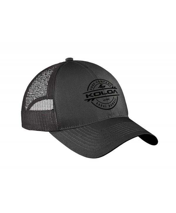 Koloa Surf Thruster Logo "Old School" Curved Bill Mesh Snapback Hats - Charcoal With Black Embroidered Logo - CU17YOLOHO2