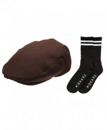 Newhattan Men's Premium Wool Blend Classic IVY Hat With Socks. - Darkbrown - CV12I5DZABX