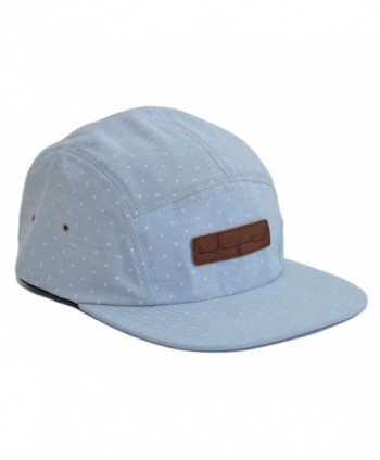 Skyed Apparel 5 Panel Hat Collection With Genuine Leather Strap (Multiple Colors) - Baby Blue Polka Dot - CI12I0TLCE7