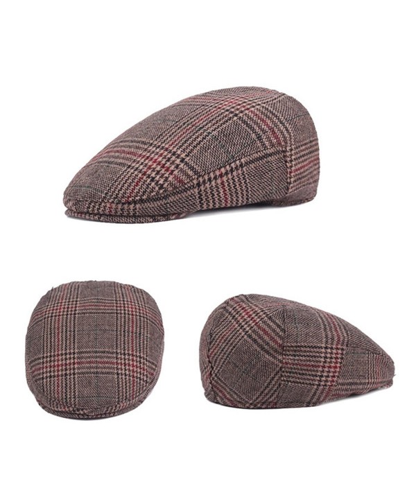 Mens Woolen Plaid Flat IVY newsboy Cabbie Gatsby Paperboy Hats Caps For ...