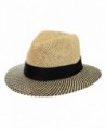 NYFASHION101 Teardrop Dent Two Tone Weaved Brim Panama Fedora Hat - CN124UO53QT