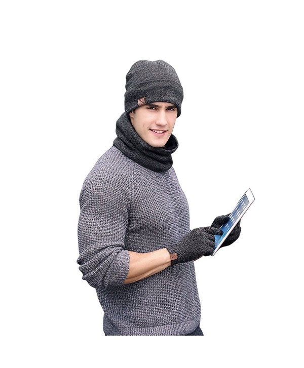 Neonr Winter Knitted Hat Scarf Gloves Three Sets for Men and Women-3 Pieces - Gray - C9185U23E4U