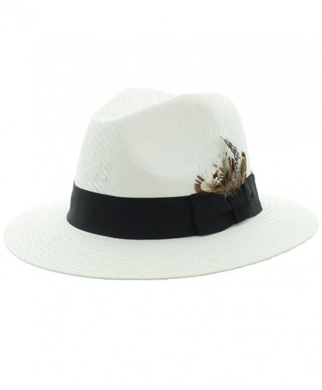 Panama Straw Fedora-White - Black - CA11U87Q00V